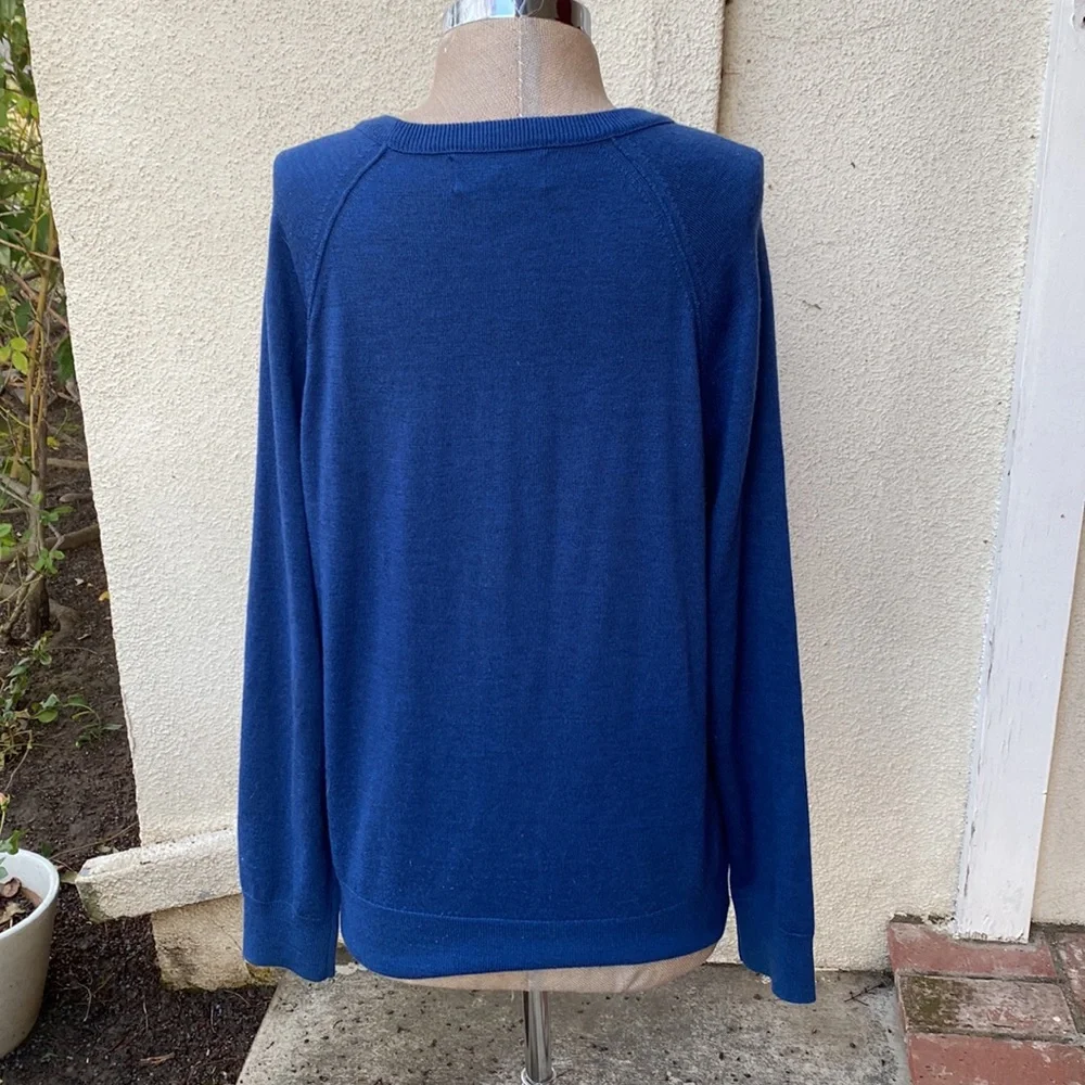 Banana Republic stunning blue Italian Yarn by Baruffa stretchy sweater.